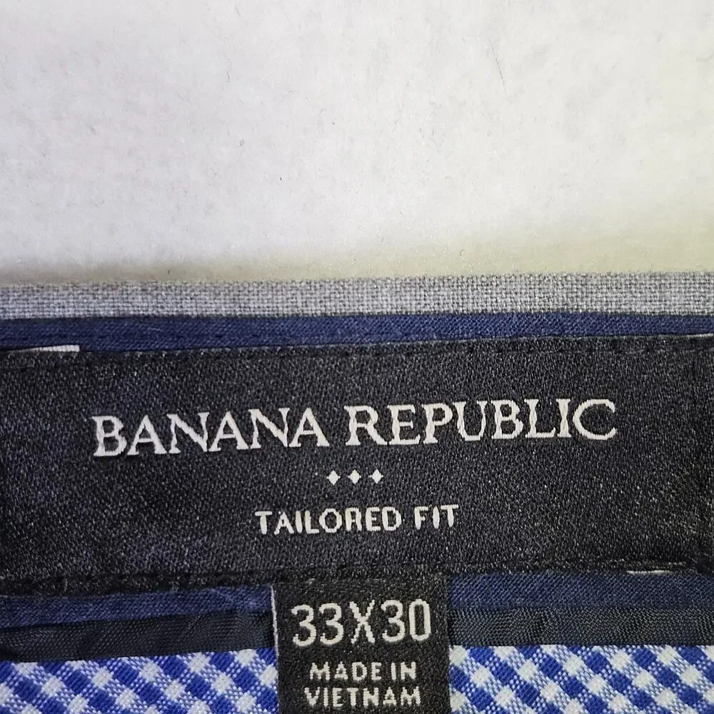 Banana Republic Tailored Fit Suit Mens Blazer 44R Gray Pant 33x30 Jacket 2PC Set
